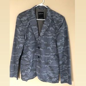 Calvin Klein Jeans Gray Camo Blazer